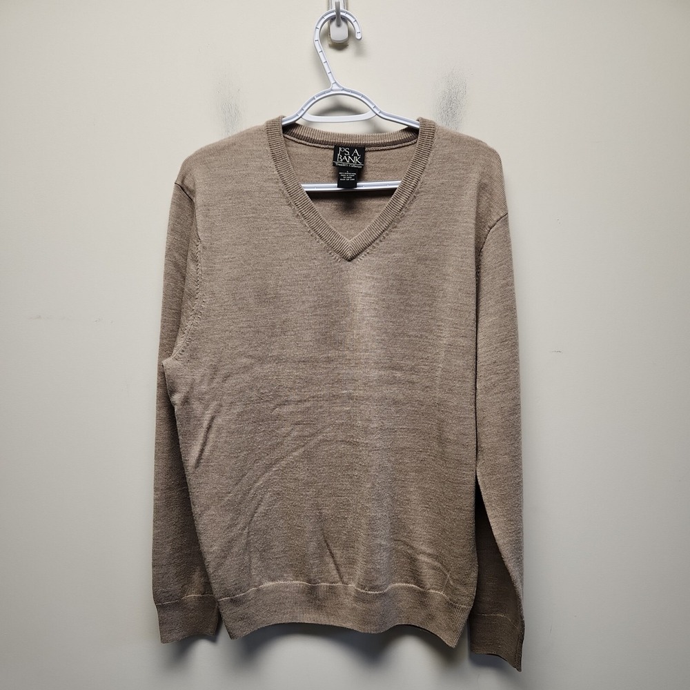 JOS. A BANK‎ Traveler Collection 100% Merino Wool  Pullover Sweater Brown  sz L